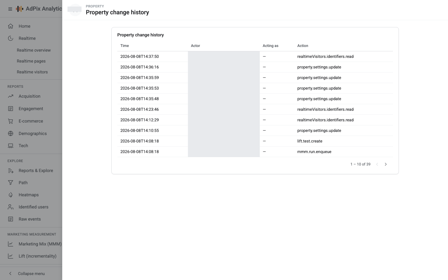 Property change history: who did what, and when.