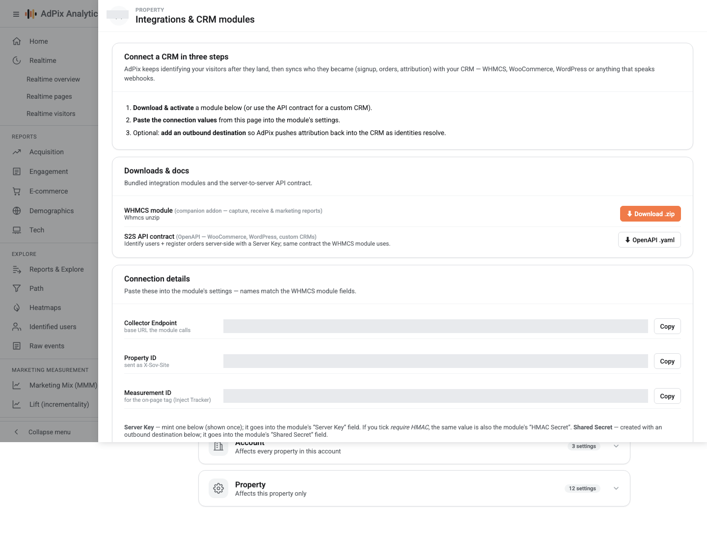 The server-to-server credential — shown exactly once.
